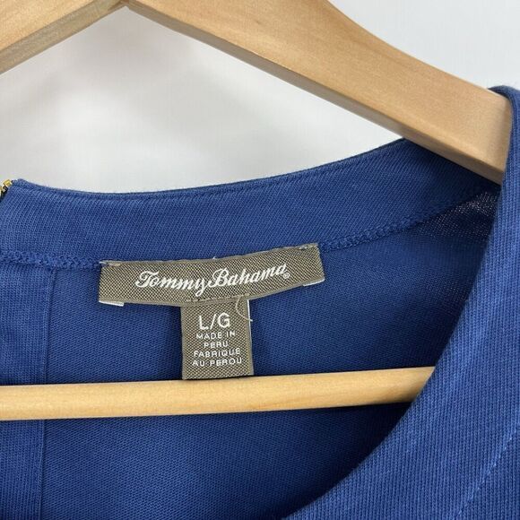 Tommy Bahama T Shirt Dress Size Large Womens Navy Knit Scoop Short Sleeve Shift - Picture 3 of 9